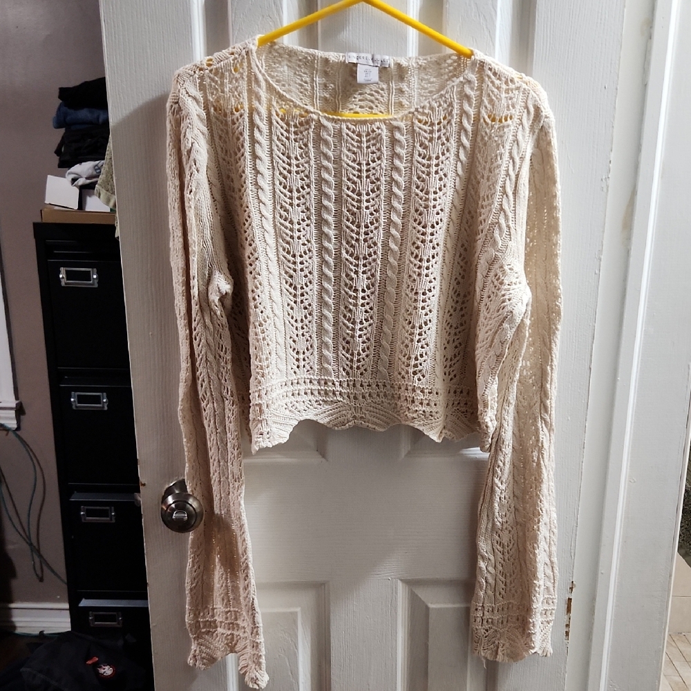 Cream Crochet Long Sleeve Top - Sincerely Jules Size S